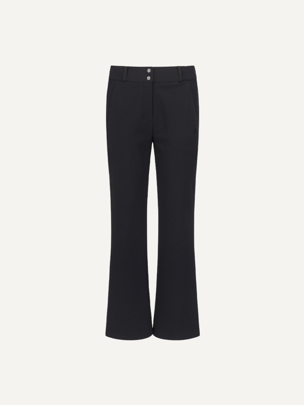 Women’s black golf pants bootcut fit high waist tailored style, Anew, front view