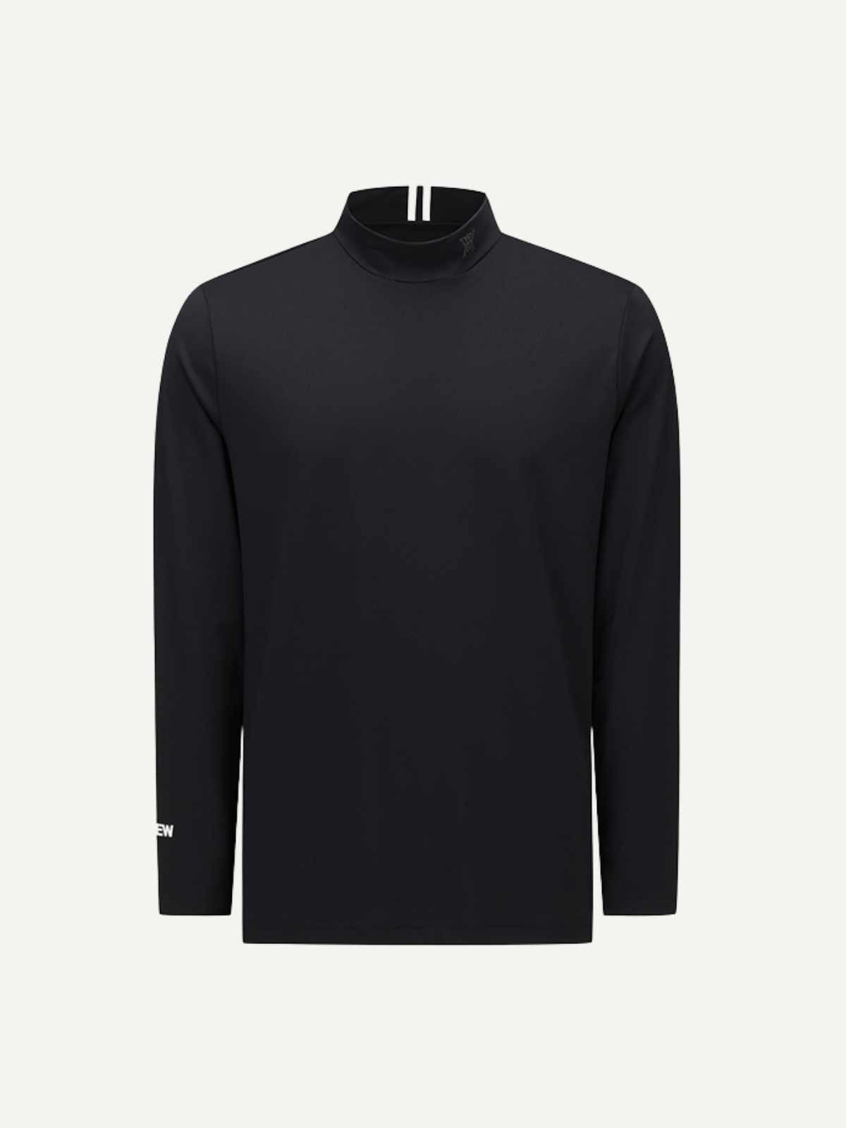 Men’s black golf base layer high neck long sleeve, Anew, front view