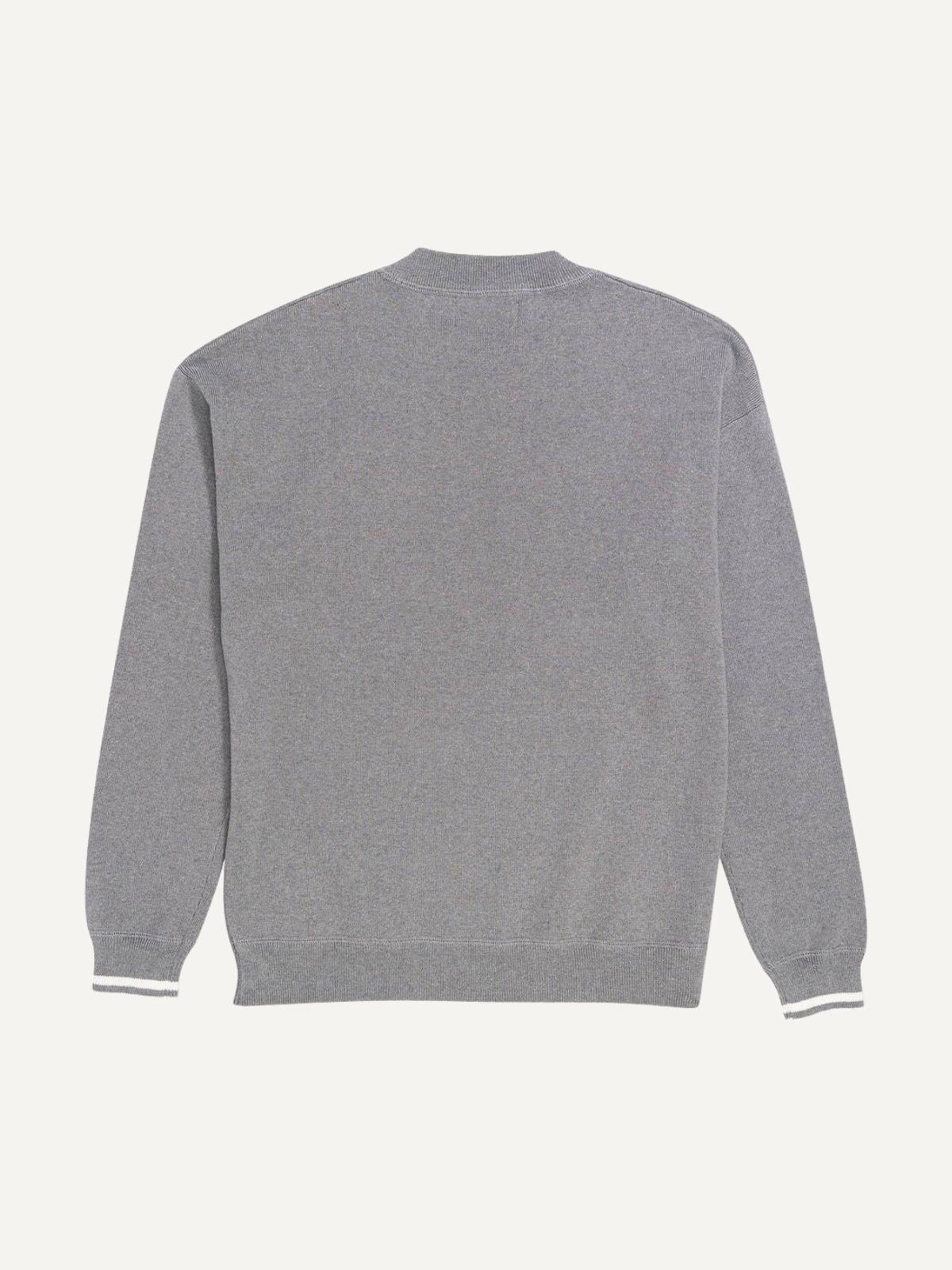 Grey Austin sweater, back view, Draw & Fade