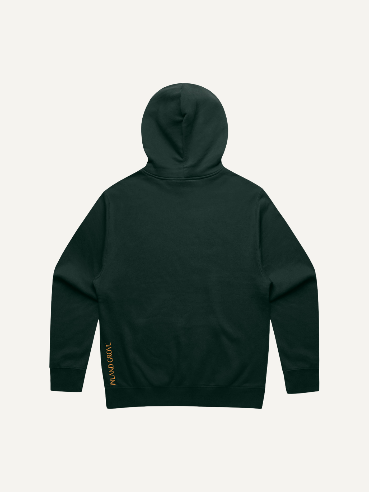 Dark green golf hoodie with hood and relaxed fit, Inland Grove, back view