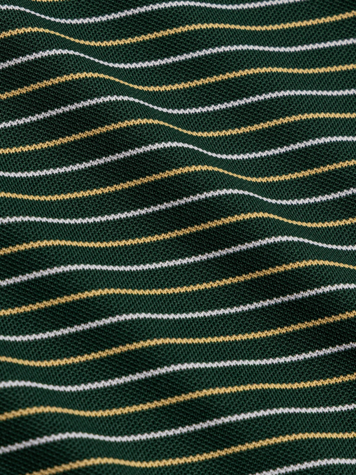Green polo shirt with stripe pattern detail, Quiet Golf