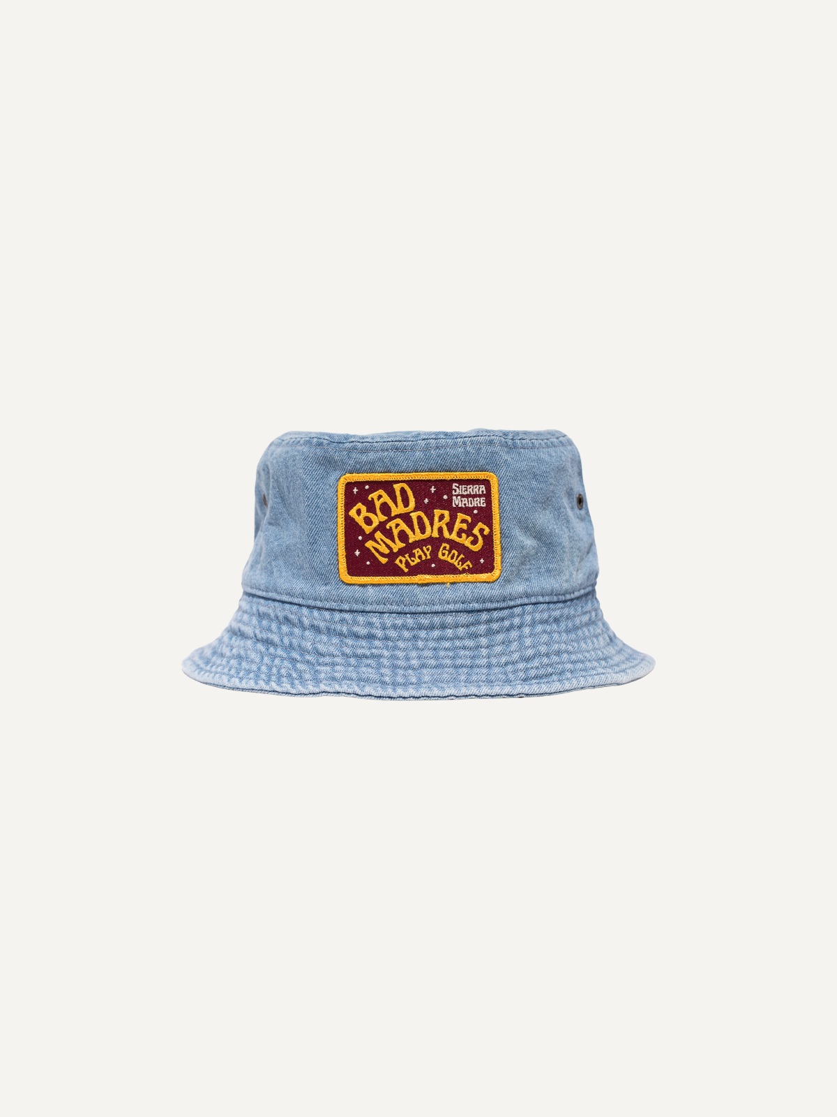 Light blue bucket hat with “Bad Madres” patch on front, Sierra Madre