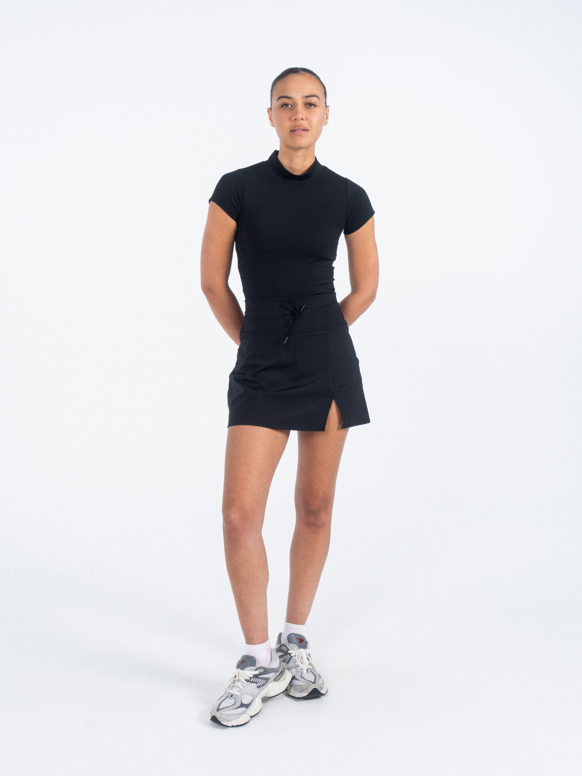 Black Ready skort, front view, Sierra Madre