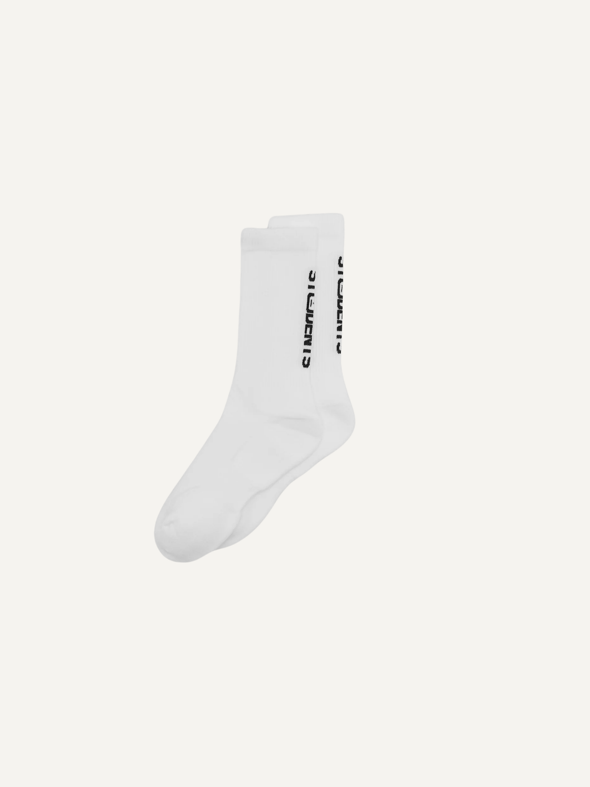 White Students Golf crew sock with black logo, alternate side view
