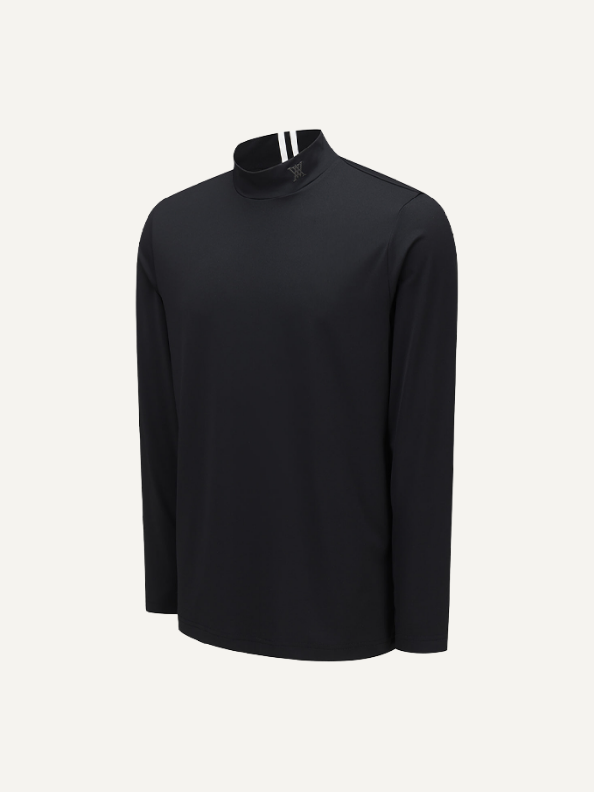 Men’s black golf base layer high neck long sleeve, Anew, side view