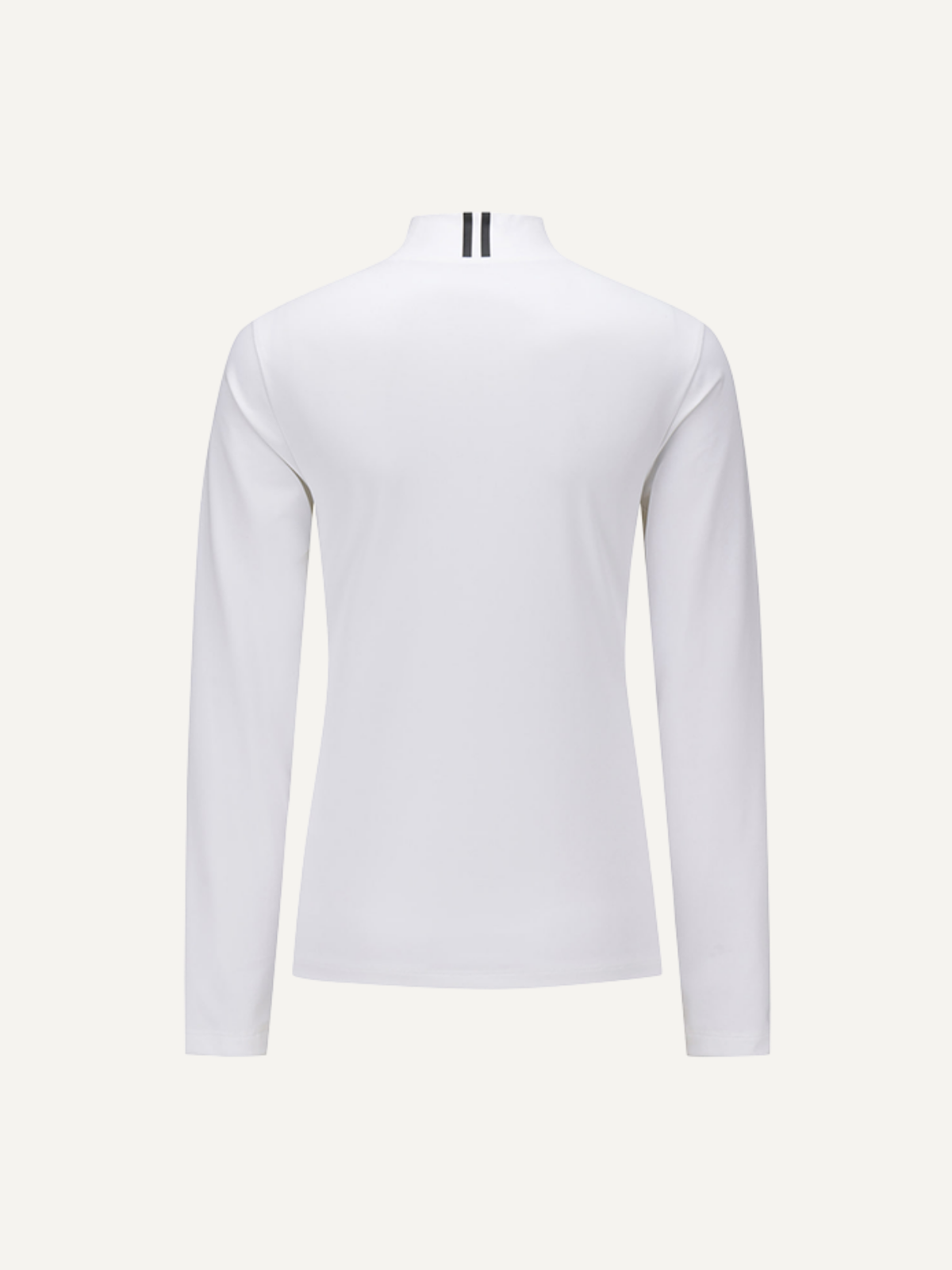 Women’s white golf base layer high neck long sleeve, Anew, back view