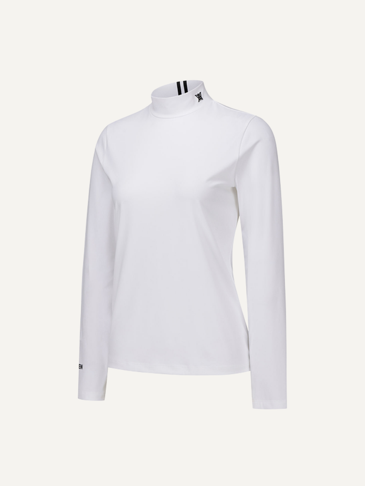 Women’s white golf base layer high neck long sleeve, Anew, side view