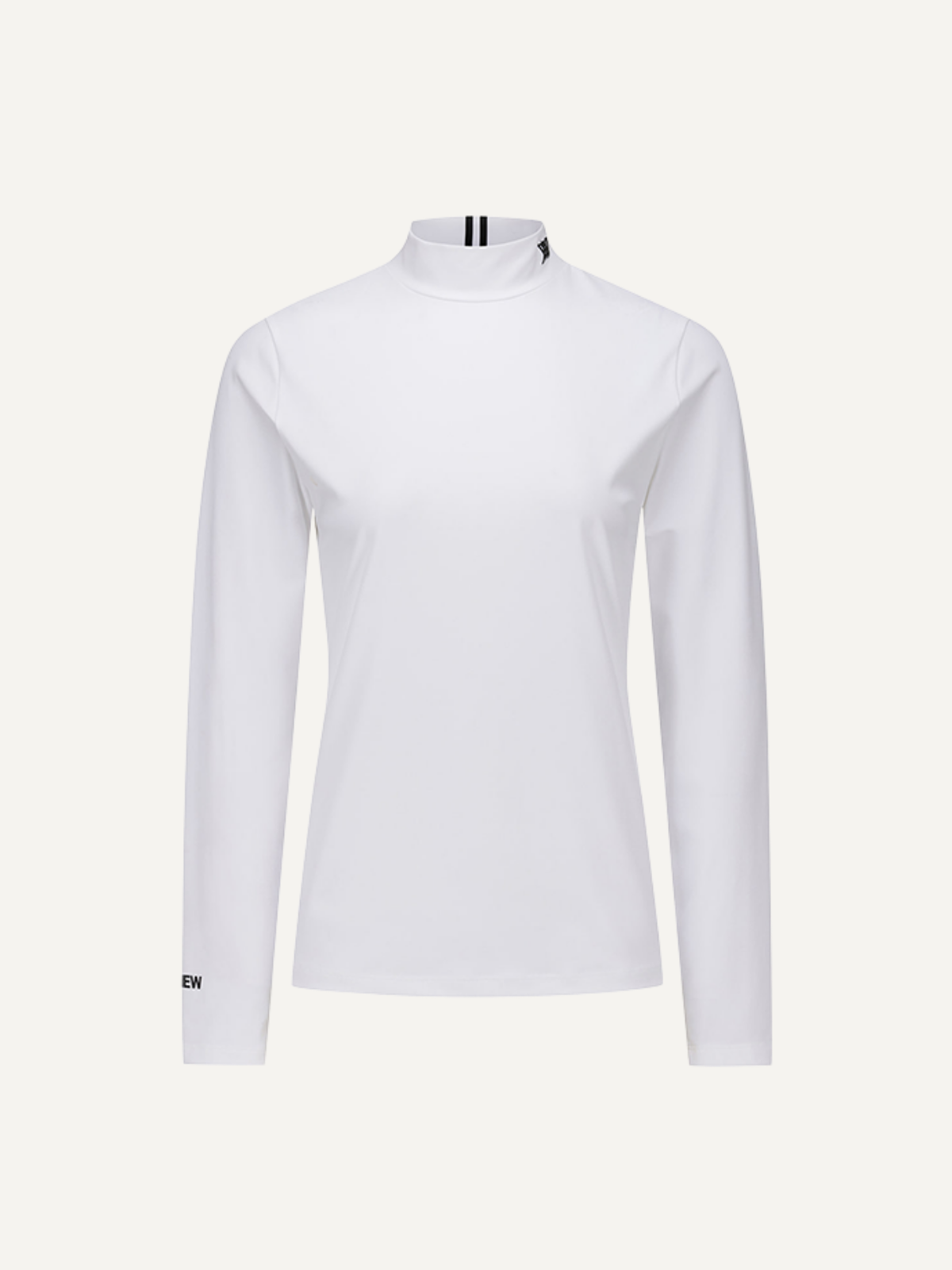 Women’s white golf base layer high neck long sleeve, Anew, front view