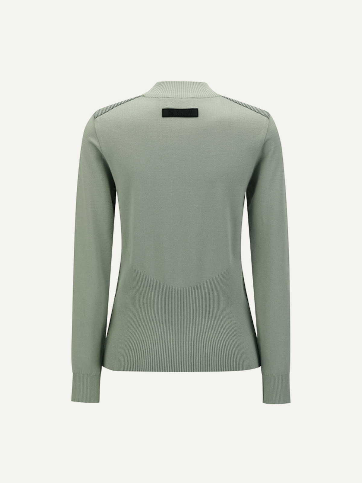 Women’s khaki golf knit base layer long sleeve lightweight, Anew, back view