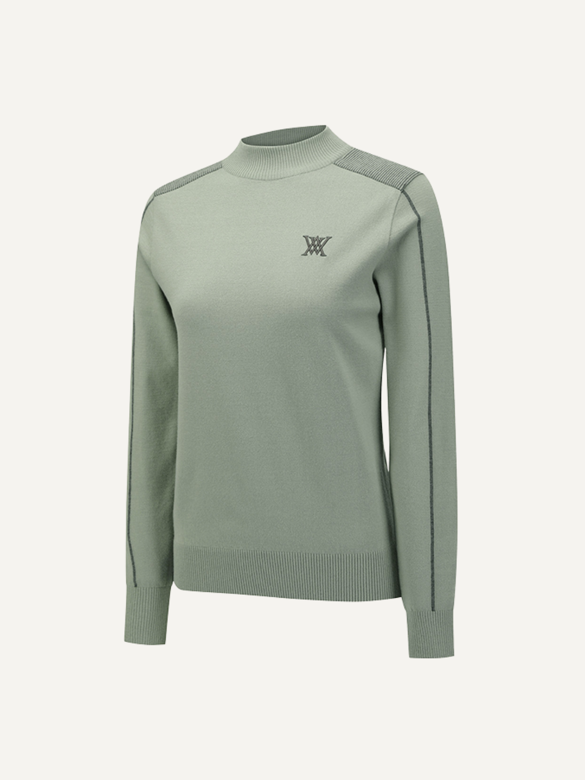 Women’s khaki golf knit base layer long sleeve lightweight, Anew, side view