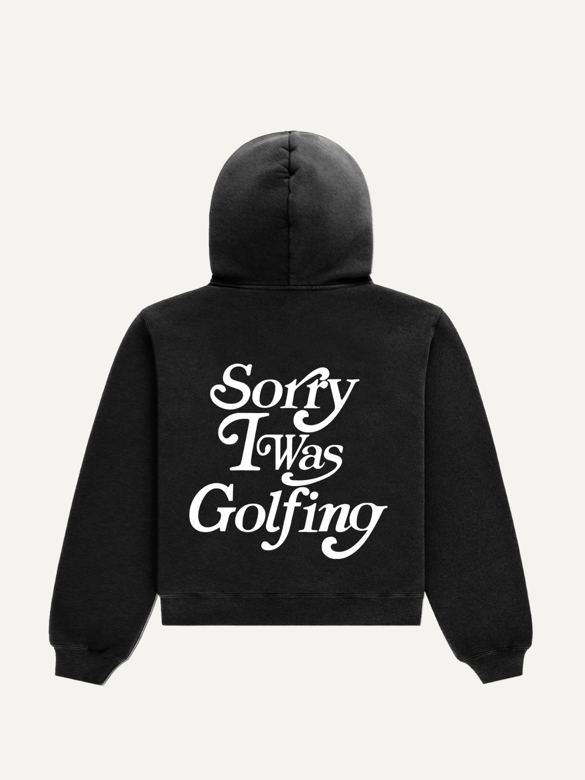 Black hoodie with “Sorry I Was Golfing” graphic, Brand Seen
