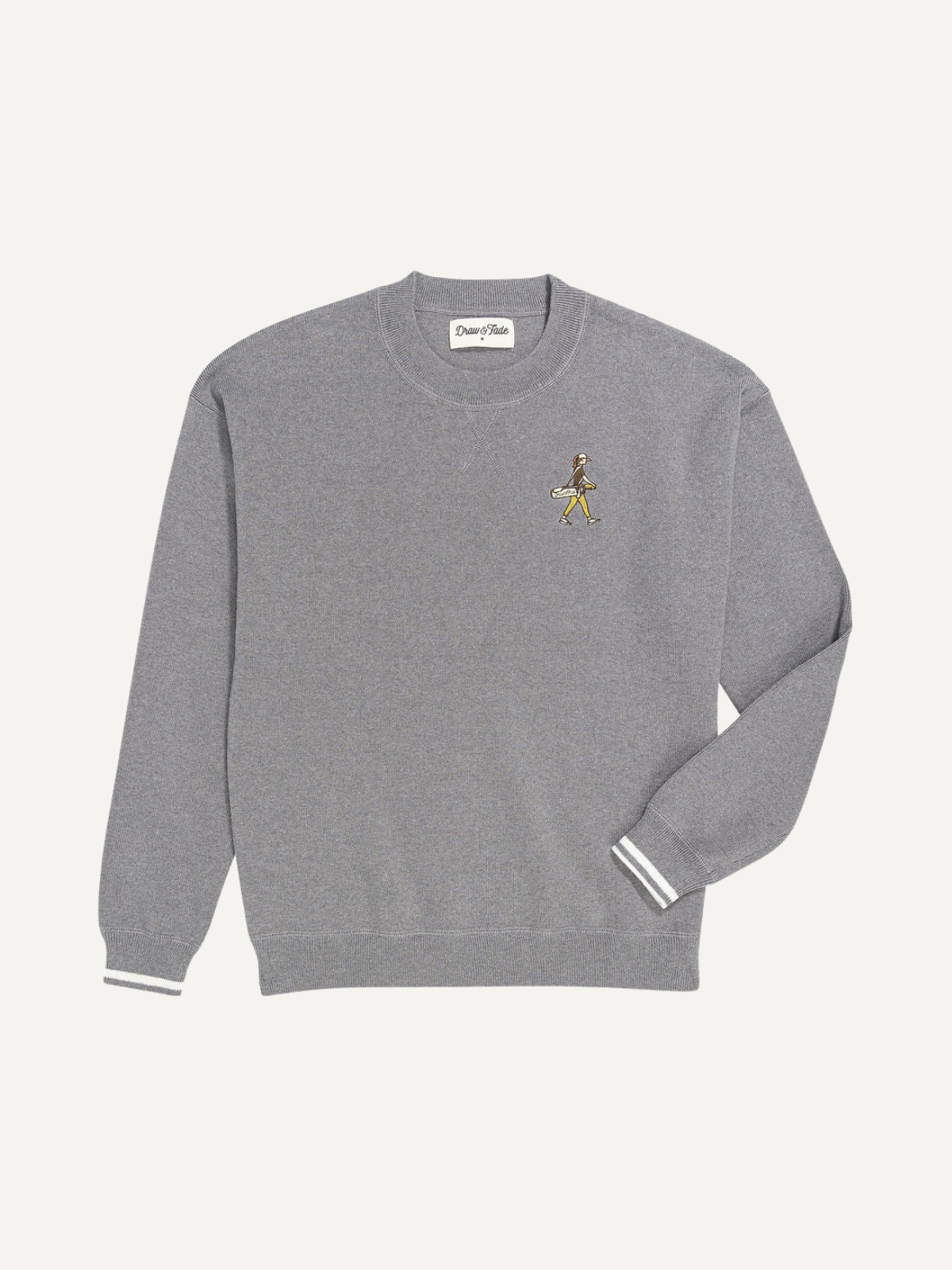 Grey Austin sweater, front view, Draw & Fade