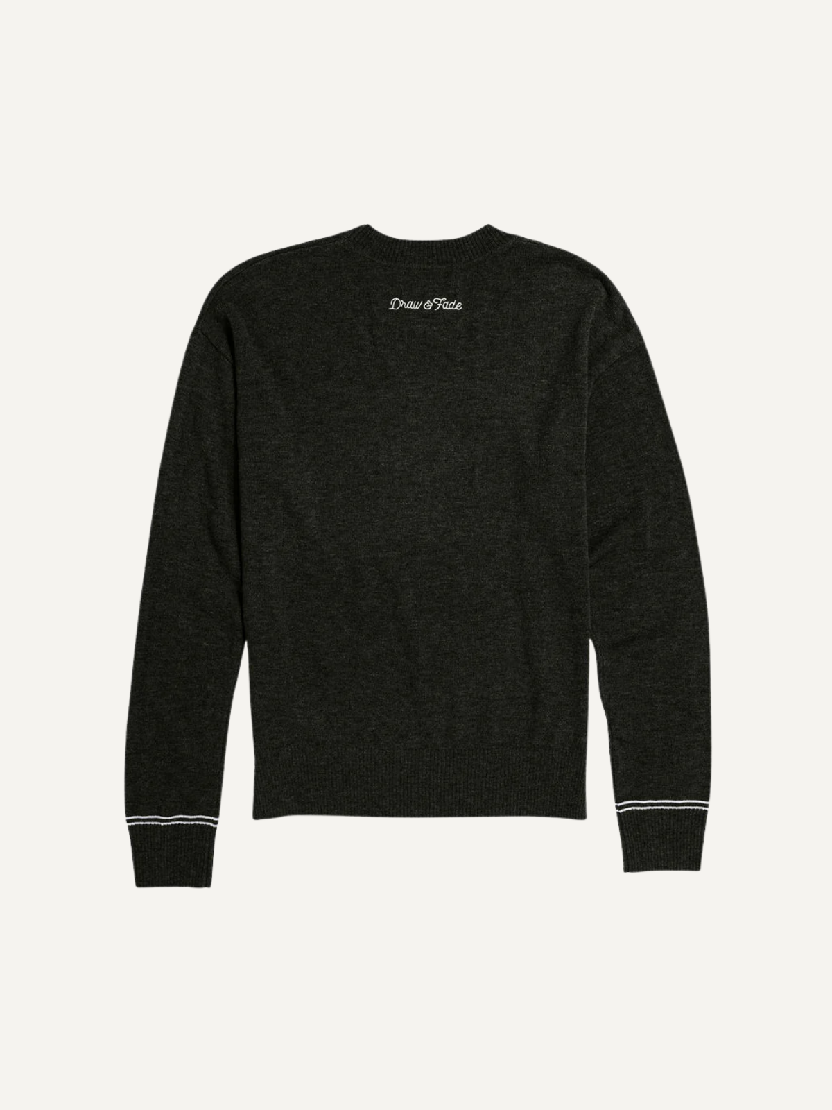 Black Walking Girl crewneck sweater, back view, Draw & Fade