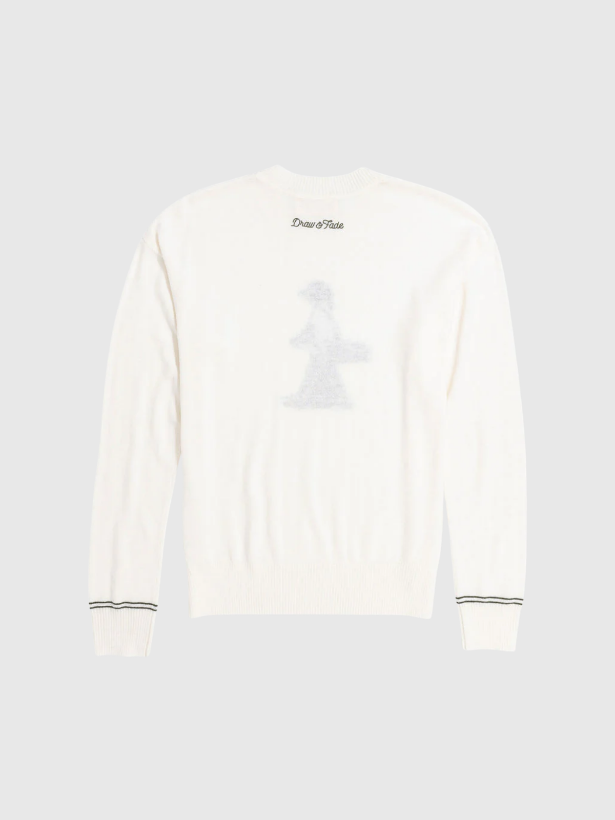 White Walking Girl crewneck sweater, back view, Draw & Fade