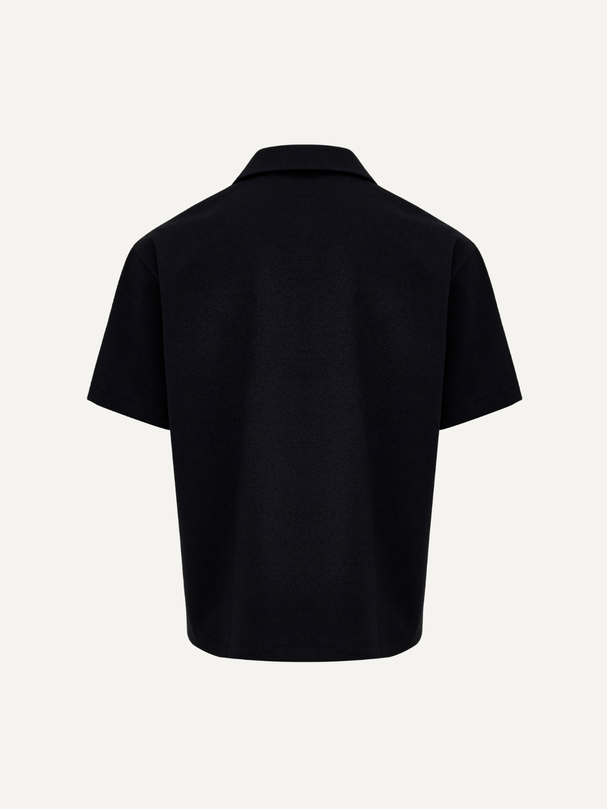 Navy Needle Emblem soft piqué polo, back view, Khalhon