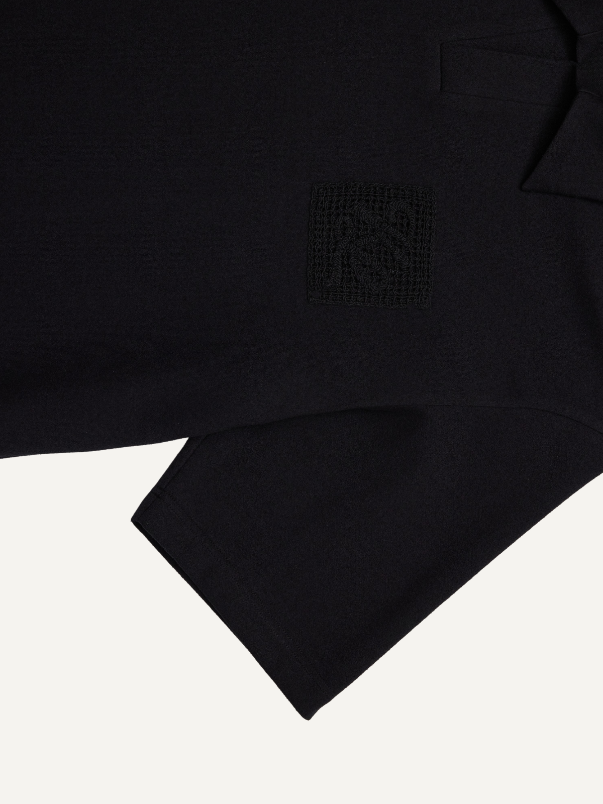 Navy Needle Emblem soft piqué polo, fabric detail view, Khalhon