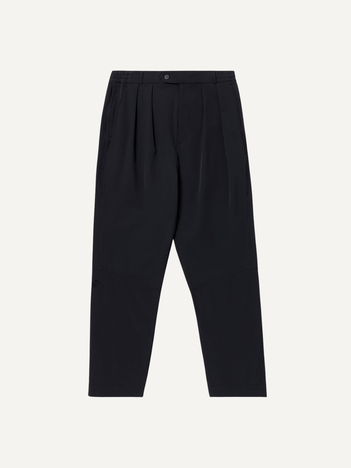 Black golf pants with pleated front and tapered fit, Public Drip, front view