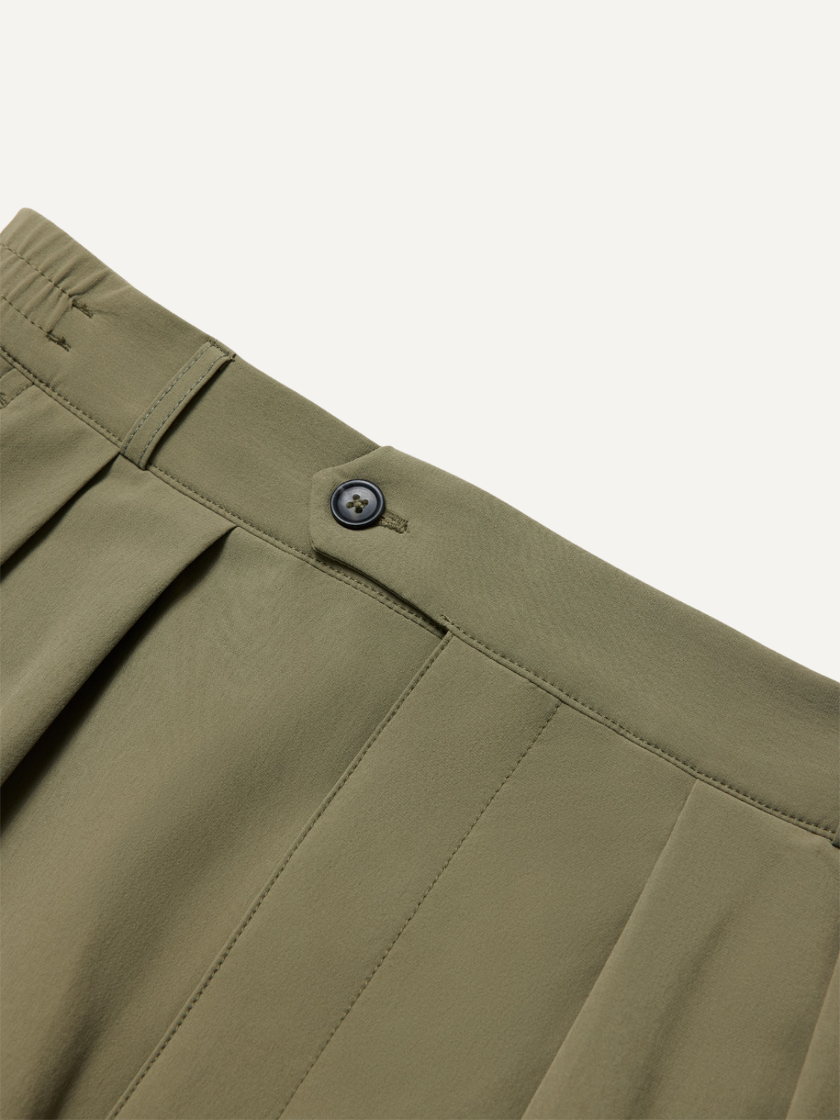 Olive golf pants with pleated waist and button fastening detail, Public Drip