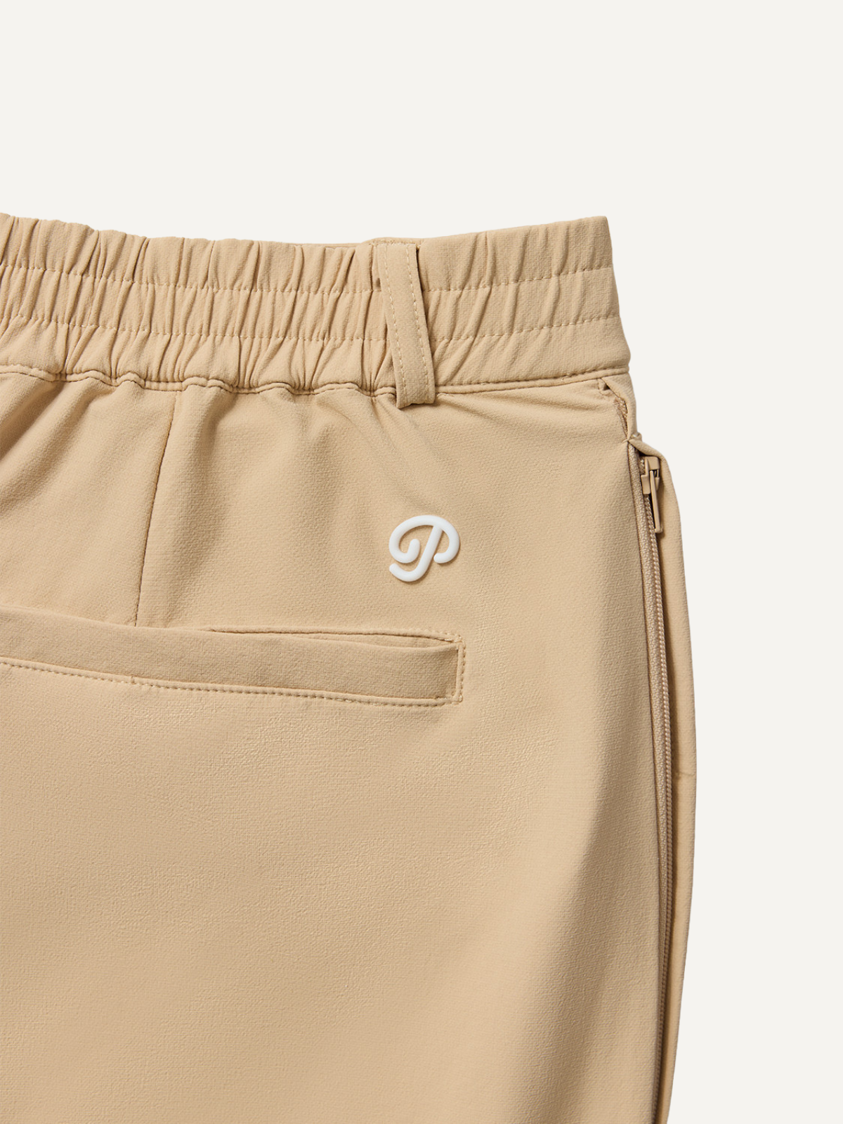 Sand golf pants with elastic waistband and back pocket detail, Public Drip