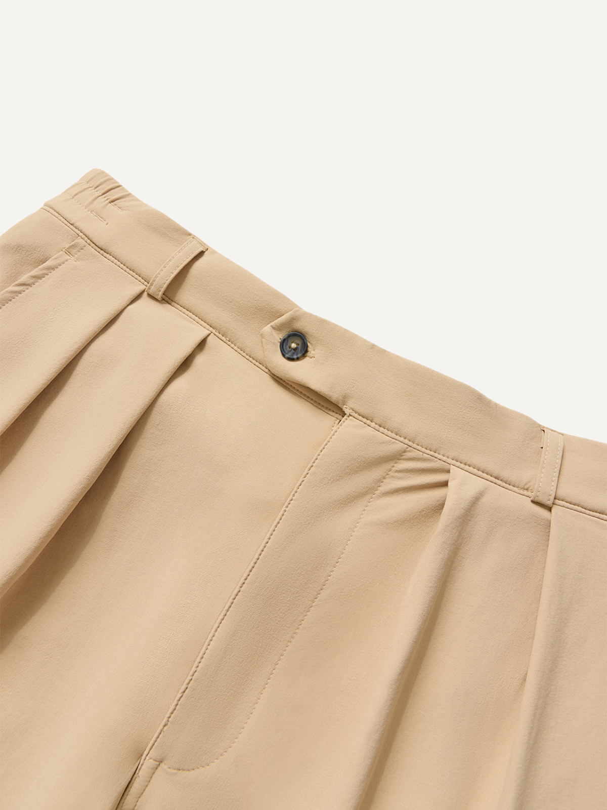 Sand golf pants with pleated waist and button fastening detail, Public Drip