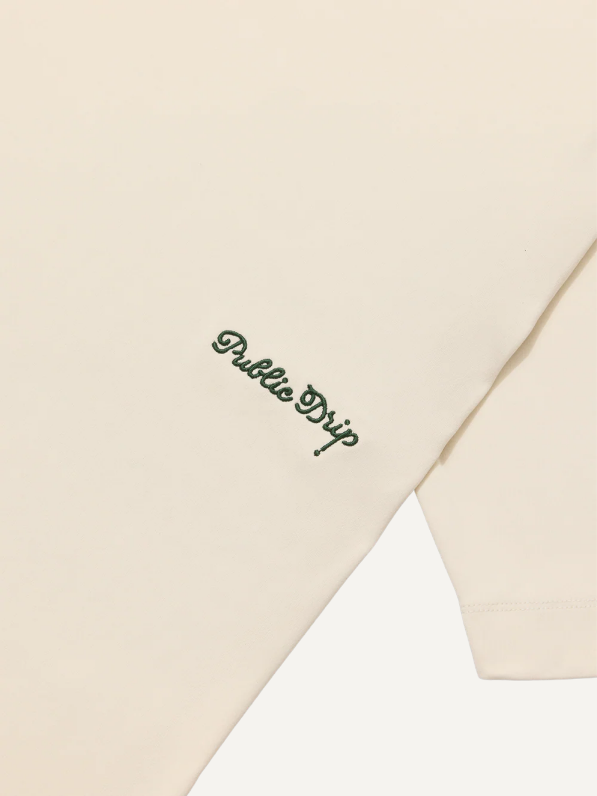 Cream elevated tee with embroidered logo detail, Public Drip