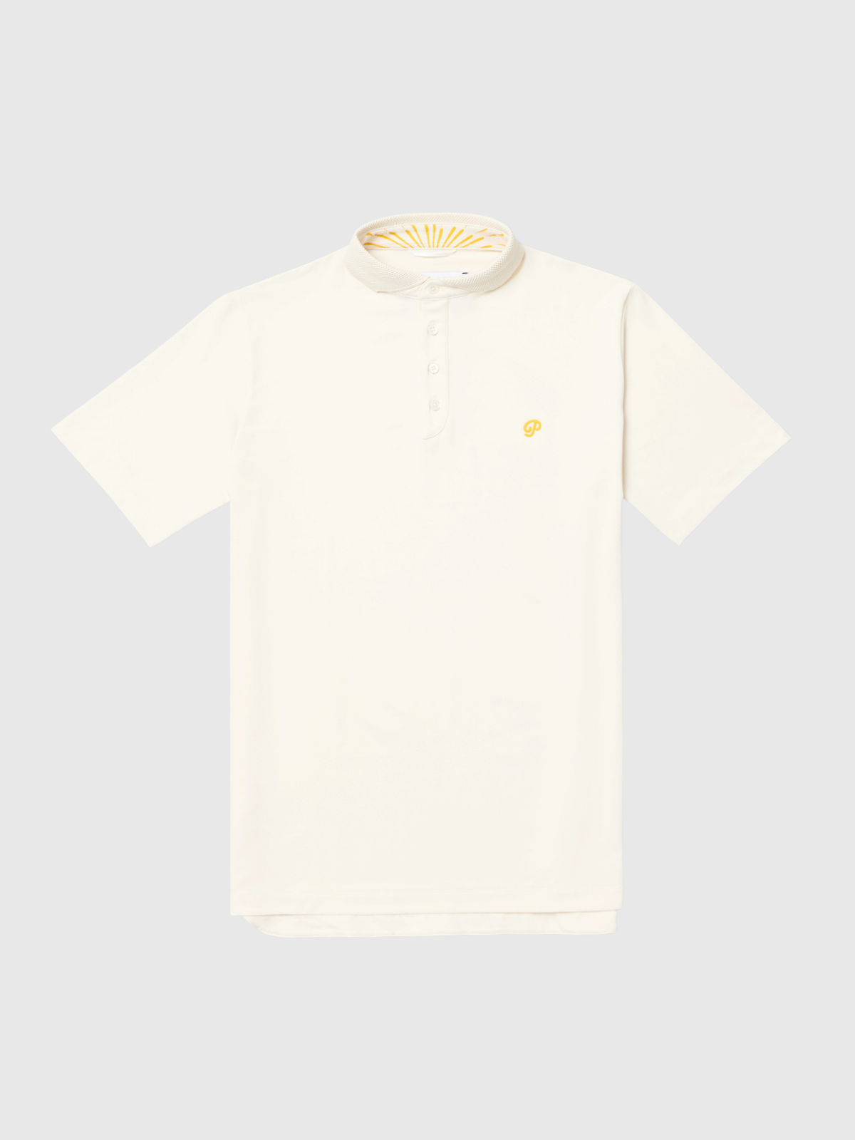 White performance polo with contrast collar and classic fit, Public Drip, front view