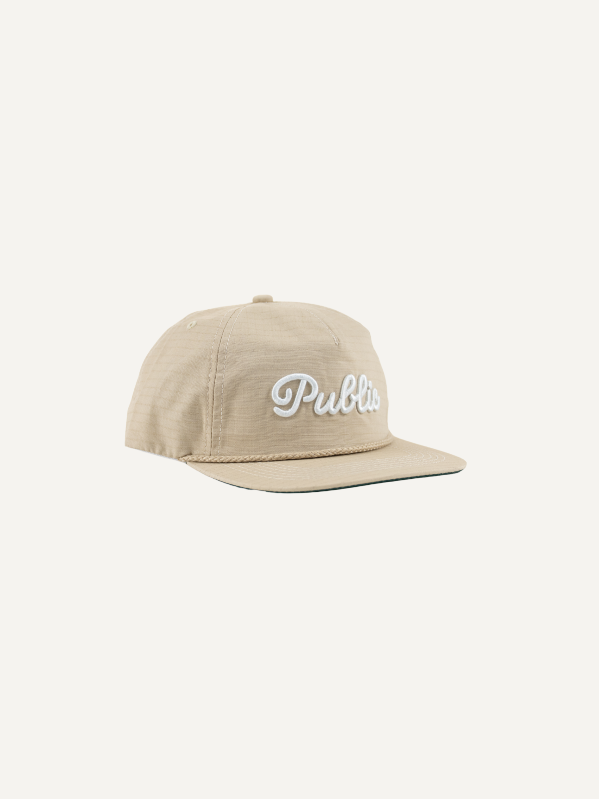 Sand rope cap with curved brim and rope detail, Public Drip