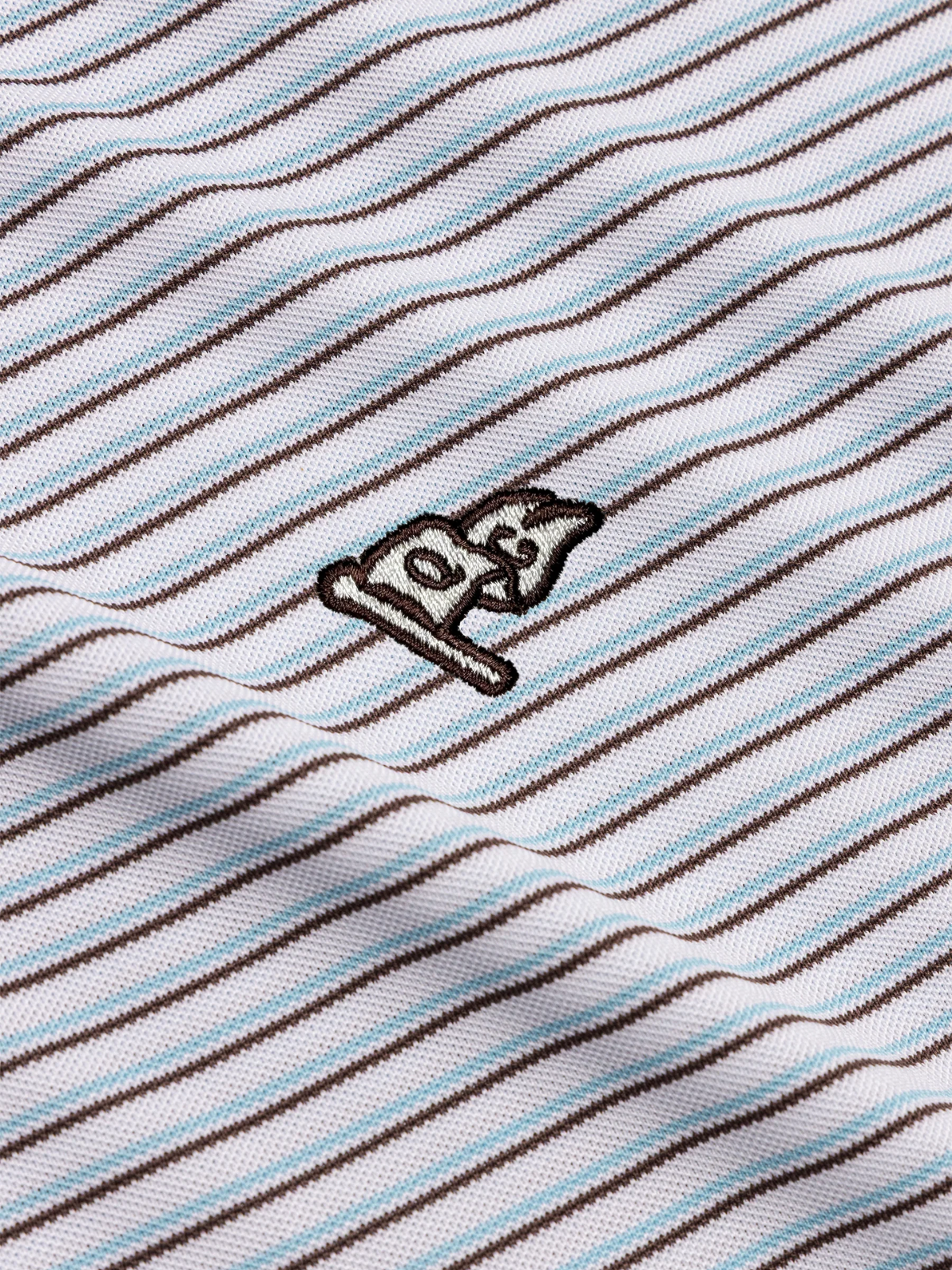 Light blue polo shirt with stripe pattern detail, Quiet Golf