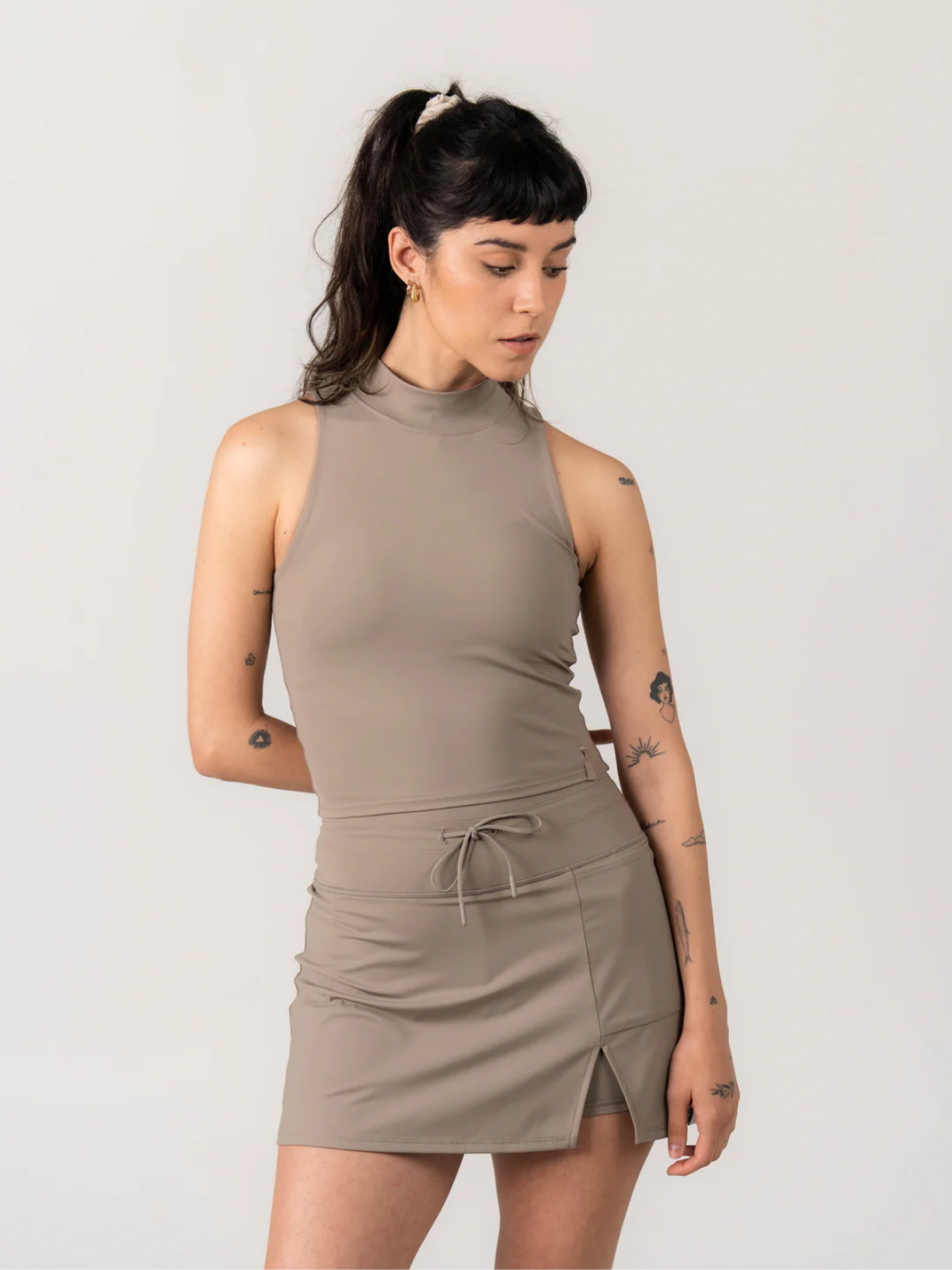 Driftwood Ready skort, front view, Sierra Madre