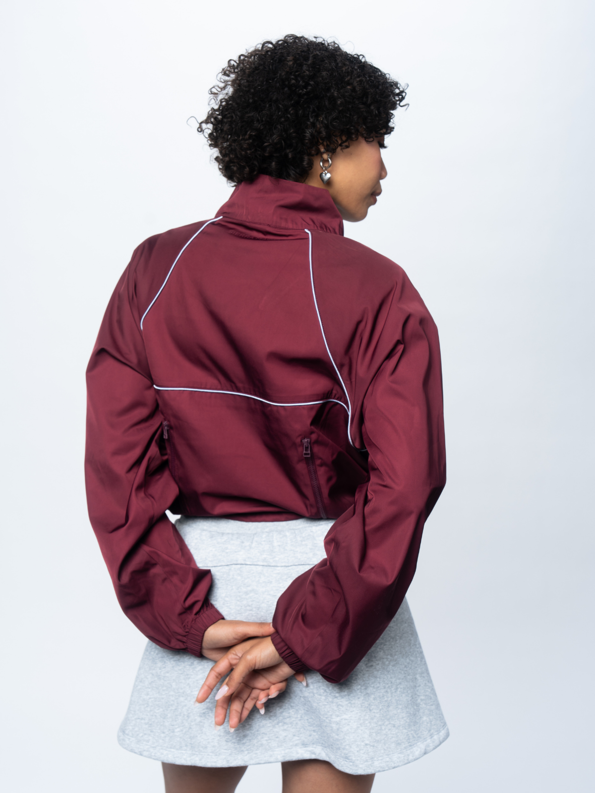 Burgundy Unstoppable jacket, back view, Sierra Madre