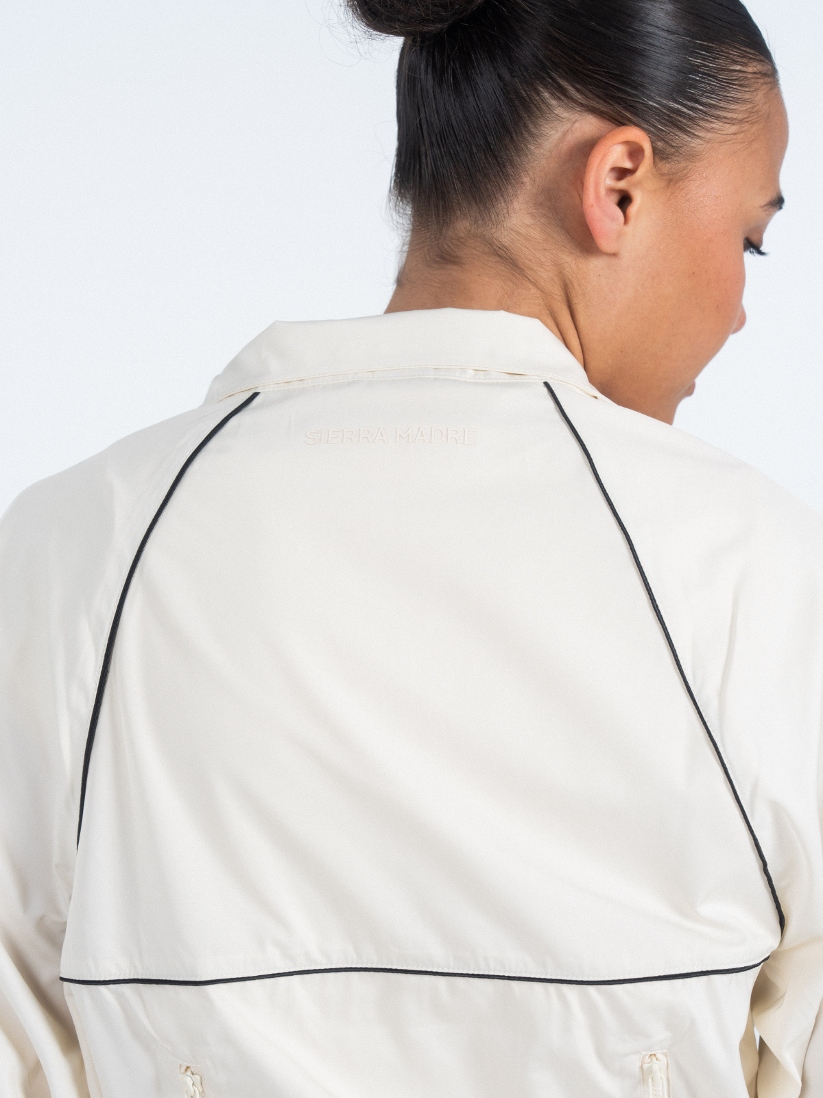 Cream Unstoppable jacket, back detail, Sierra Madre