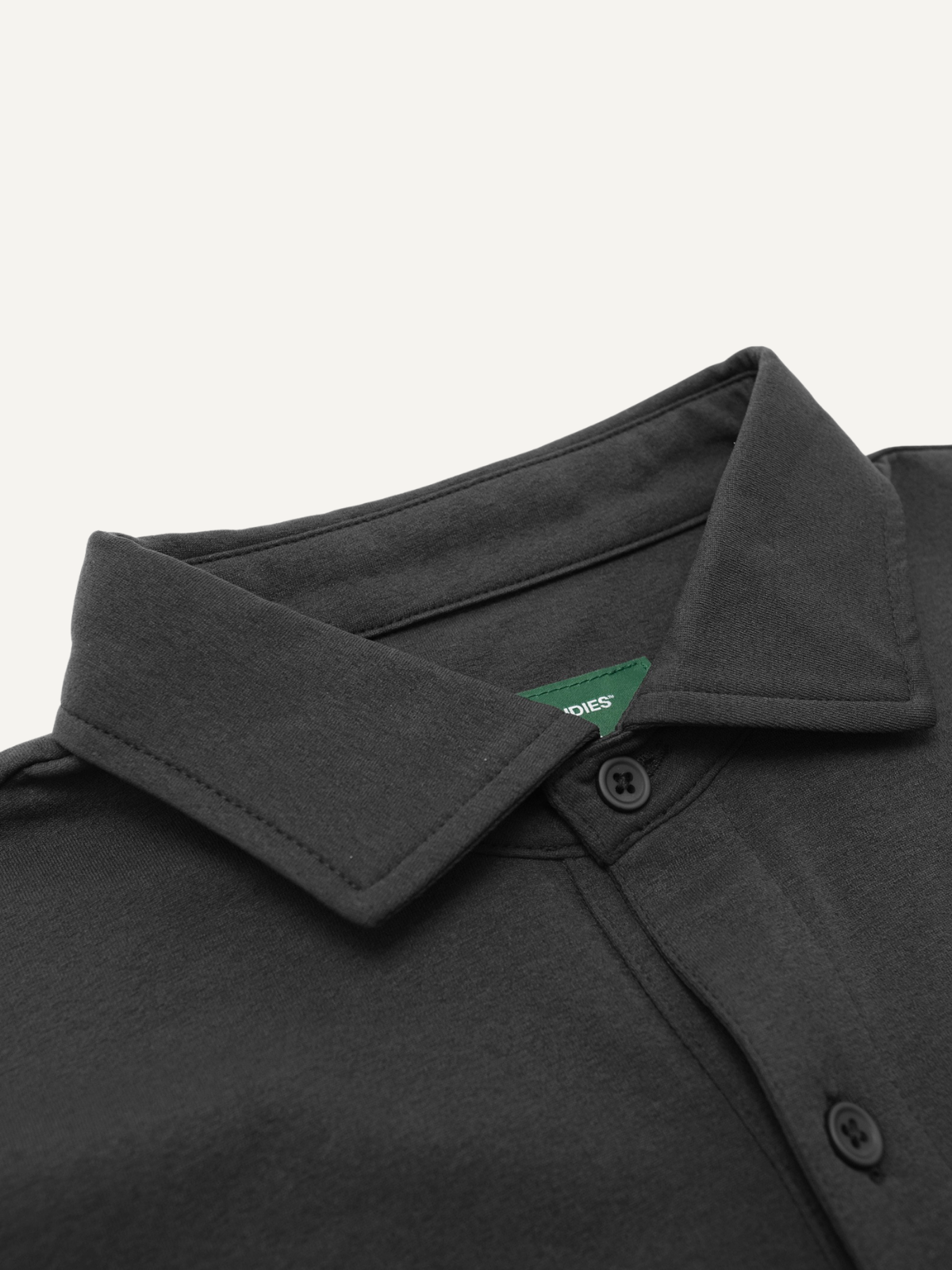 Black Chaperone Polo, Students Golf, collar and placket detail
