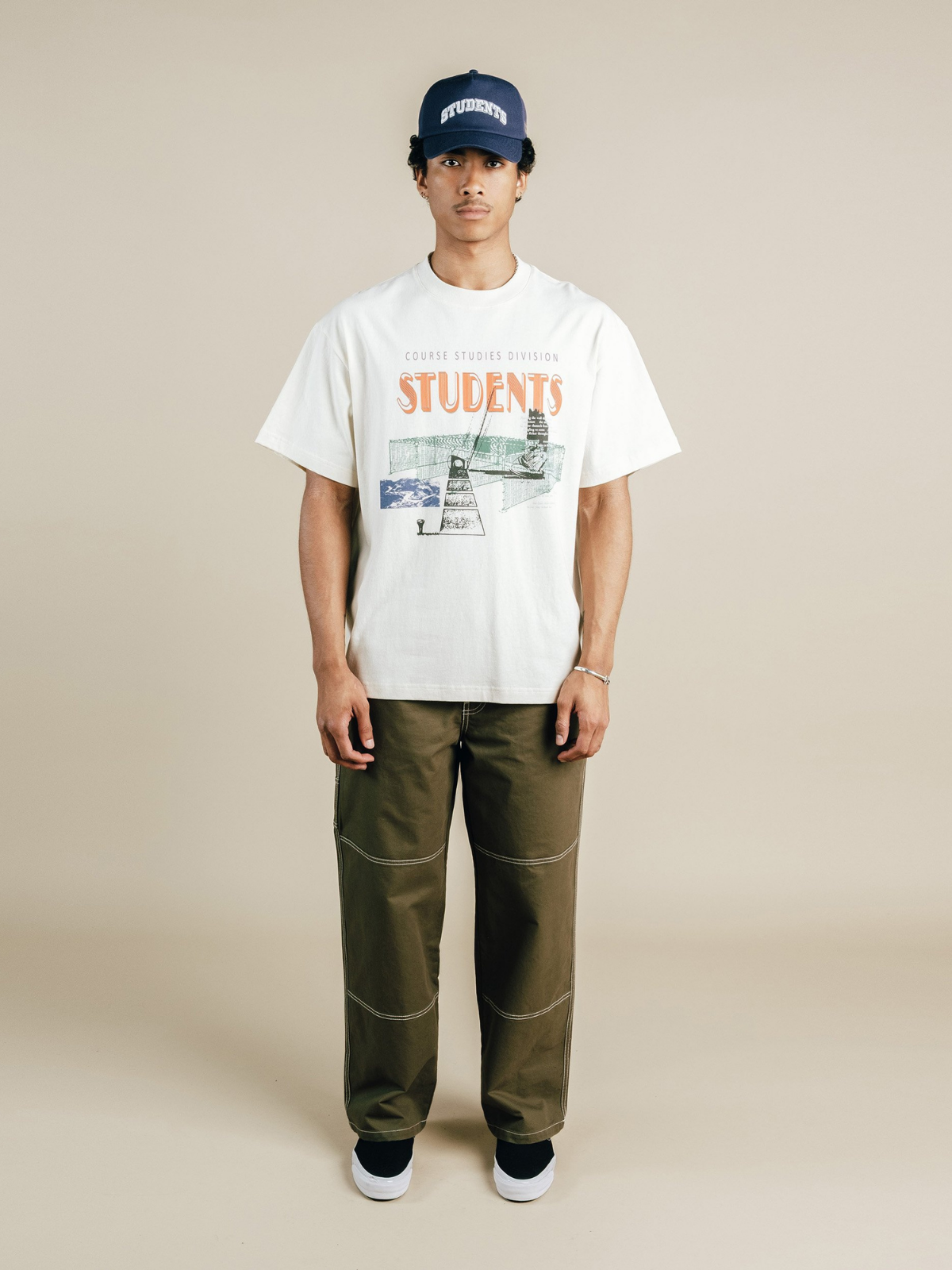 White Twilight T-shirt with graphic print, Students Golf, front view